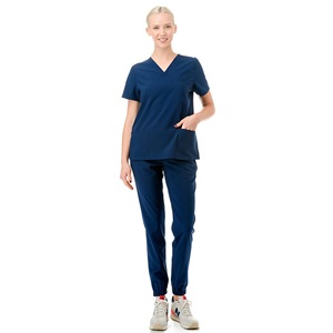 Hospital Uniform Scrub Suit Set Unisex Blue Rose Red Green Navy Red Moisture Wicking Woven Fabric S XXL - Product Image 5
