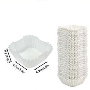 Doublure carrée pour cupcakes enduite d'animal de compagnie Plateau <span class=keywords><strong>à</strong></span> fruits blanc étanche Conteneur en papier alimentaire jetable pour base aérienne 4.3*4.3 Hauteur 2.5cm - Product Image 2