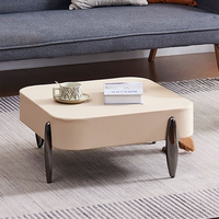 Table basse moderne simple et luxueuse, petite table carrée, combinaison de dessus en marbre, cadre en métal, écologique