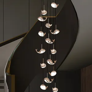 Moderne Led Trap Kroonluchter Woonkamer Appartement Villa Interbuilding Hanglamp Woonkamer Eetkamer Hanglamp