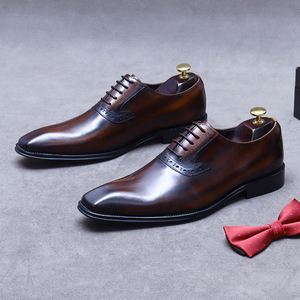 Zapatos de Hombre con Punta en Pico, Estilo Británico, Formales de Negocios, de Cuero Genuino, Tallas Grandes, Zapatos Oxford, Zapatillas Modernas con Bloques de Color - Product Image 3