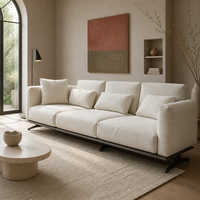 Canapé modulaire à dossier réglable avec accoudoirs mobiles, ensemble de canapés en tissu bouclé pour salon avec forme en L incurvée