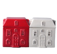 Porcelaine maison forme photophore bougeoir rouge blanc aromathérapie céramique brûleur à mazout cire fondre brûleur pour la décoration de la maison