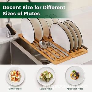 Wooden <b>Dish</b> <b>Rack</b> Oval Quick Dry Movable Kitchen Draining <b>Rack</b> For Kitchenware - Product Image 3