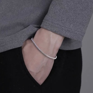S925 argento Sterling sottile Hip-hop tessuto <span class=keywords><strong>volpe</strong></span> coda d'argento <span class=keywords><strong>bracciale</strong></span> per coppie semplice catena - Product Image 5