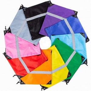 Polyester Oxford Durable Reflective Safty <b>Children</b> Drawstring Sports Running Bags Lightweight Portable <b>Backpack</b> - Product Image 3