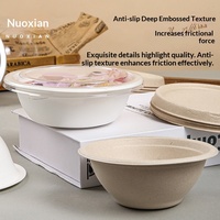 Bol en papier jetable tendance pour pâte de taro, smoothies, glaces pilées et desserts à emporter, avec couvercle extra-large en forme de boule