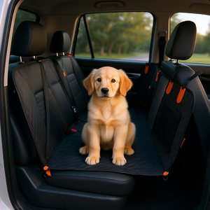 Cjcm Funda para asiento trasero de coche para perros, tela Oxford 600D, rectangular, impermeable, con bolsillos de almacenamiento, para coches, camiones, SUV, todas las estaciones - Product Image 2