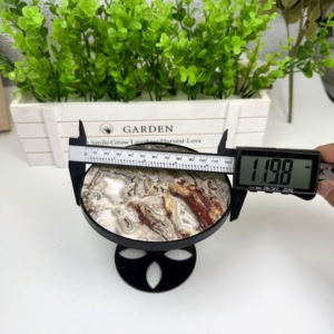 Piatto Espositivo Rotondo in Agata <span class=keywords><strong>Crazy</strong></span> Lace Naturale all'Ingrosso con Supporto in Metallo, Lastra Lucida, Sottobicchiere in Cristallo per Tavolo Domestico - Product Image 2