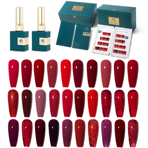Kit de vernis à ongles en gel rouge rose pour la Saint-Valentin, marque privée AS, logo personnalisé, 15 ml, vernis UV gel avec couche de base et de finition - Product Image 1