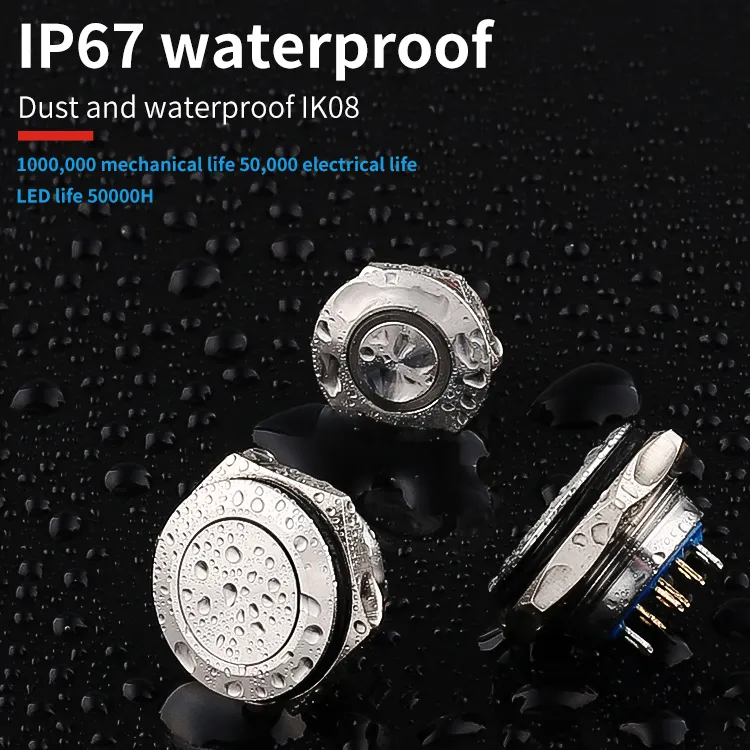 12/16/19mm Repor on 12V toque à prova d' água mini micro interruptor de metal botão com led