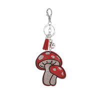 Porte-clés créatif en velours style coréen, en forme de champignon, avec strass et diamants, pendentif de sac