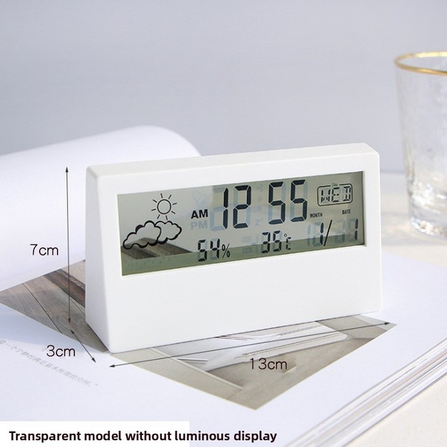 New Creative Gift Thermometer Clock Weather Display Luminous Alarm Clock Transparent Plastic Electronic Alarm Clock