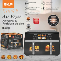 RAF R.5003 Freidora de Aire de Doble Cesta 1100W con Pantalla Táctil y Ventana Visible de 5.0L, Circulación de Aire 360°, Suministro al por Mayor para Uso B2B