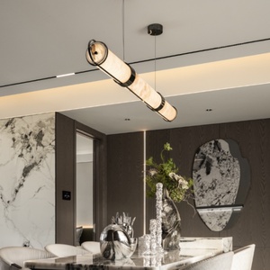 โคมไฟระย้าสไตล์โมเดิร์นมินิมอล ทำจากทองแดงและหินอ่อน สำหรับร้านอาหาร โคมไฟดีไซน์สร้างสรรค์ระดับไฮเอนด์ เหมาะสำหรับร้านกาแฟ บาร์ โรงแรม โถงต้อนรับ และพื้นที่พักผ่อน - Product Image 4