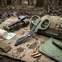 Ciseaux de sauvetage EDC à dents fines, ciseaux en toile pour premiers secours, outil médical d'urgence pour la survie en plein air, équipement de survie en milieu sauvage