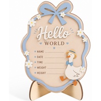 Panneau d'annonce de naissance Silly Goose, panneau en bois « Hello World » pour les étapes importantes, pour le premier anniversaire, cadeau souvenir de baby shower, artisanat