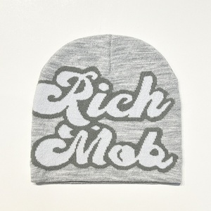 Gorros de punto elásticos ligeros con diseño jacquard de letras Hip Hop Y2K, lazos y bloques de color camuflaje, cálidos para invierno, unisex, 100% acrílico. - Product Image 4