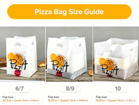 Sac d'emballage personnalisé en PEHD épais mat avec poignée, recyclable, à soufflets latéraux, pour supermarché, pizza, gâteau, livraison à emporter