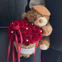 Kotak Hadiah Buket Bunga Sabun Beruang Cappuccino untuk Dewi, Hari Valentine, Ibu, Hari Thanksgiving
