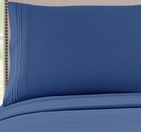 Parure de draps en gros, tailles Twin et Queen, 90 g/m², microfibre polyester double brossée, broderie trois lignes, certifiée Oeko-Tex