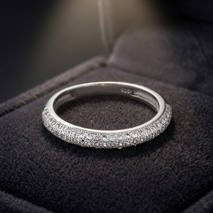 Trendy 925 Sterling <b>Silver</b> Engagement <b>Ring</b> with Prong Setting and Channel Inlay White CZ for Party Occasions - Product Image 4
