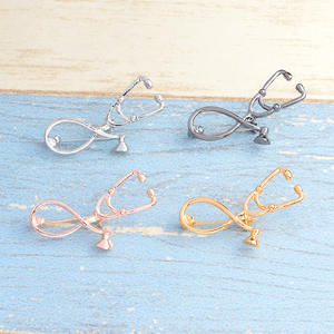 Minuscule stéthoscope broche broches pour médecins infirmière étudiant collier broche épinglette bouton Badge or argent bijoux médicaux - Product Image 5