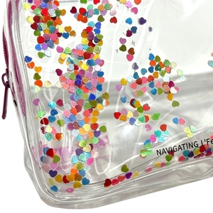 Borsa Cosmetica Glitterata <span class=keywords><strong>Trasparente</strong></span> in PVC, Pochette Impermeabile con Coriandoli e Sabbie Mobili, Astuccio da Viaggio Scintillante per Trucchi da Donna - Product Image 6