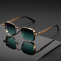 Vente en gros de lunettes de soleil rétro steampunk en métal, monture carrée, lunettes de soleil tendance, nouveau design pour hommes