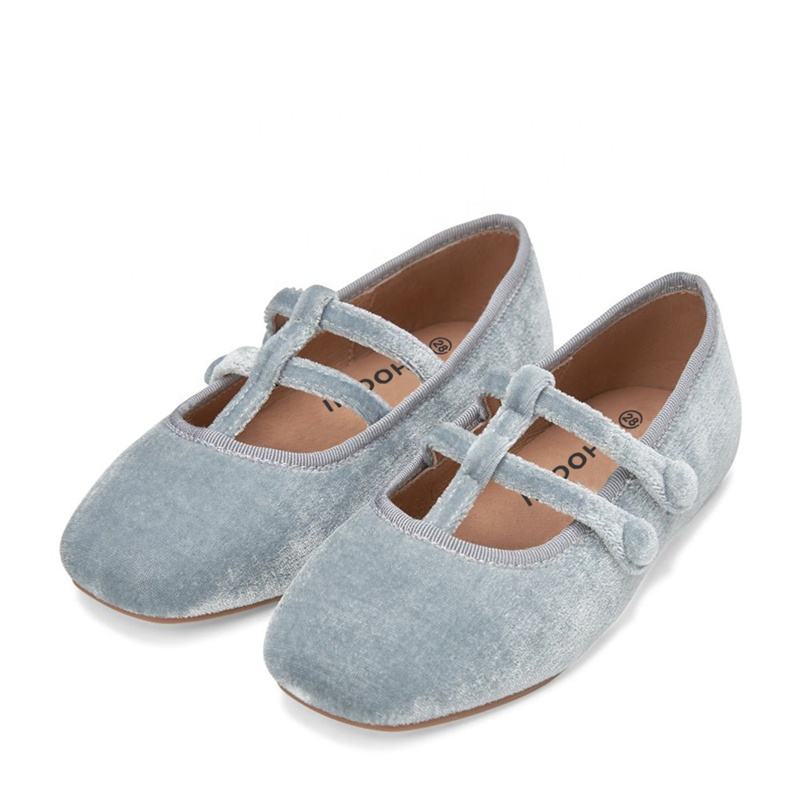 Shop Our New Arrival Grey Velvet Double Strap T Bar Shoe for Kids