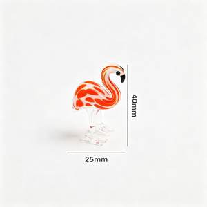 Figurine de flamant rose en verre artisanal 25mm x 40mm, thème animal, artisanat de lampwork par Tiny Glass World Rajasthan, Pâques - Product Image 1