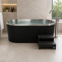 Baignoire de trempage à froid de luxe en cèdre rouge et acier inoxydable, pour extérieur, avec échelle et couvercle, capacité 50-59 gallons, pour 2 athlètes