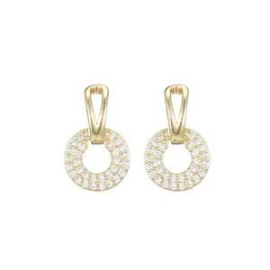 Crystal Gold Sparkling Circle Stud Earrings For Women Earings Original Trendy Jewelry Making