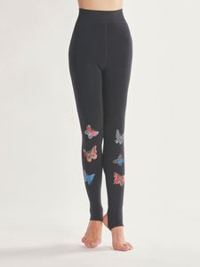 Motif papillon peint à la main avec <span class=keywords><strong>bas</strong></span> <span class=keywords><strong>de</strong></span> pieds en velours chaud en <span class=keywords><strong>nylon</strong></span> coton vidéos gratuites collants noirs - Product Image 5