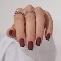 Kit de faux ongles carrés courts BTArbox avec colle, en gel souple, faits à la main, finition mate, style French, à presser, vente en gros