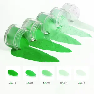 Nail Art Designs Wholesale Green Color 3 In 1 Acrylic Nail Dipping Powder With 0.5oz 1oz 2oz Thick Wall Jar