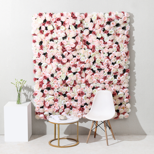 Rollo de flores blancas y rosas, Fondo de pared para decoración de boda, venta al por mayor - Product Image 5