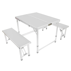 Dark Blue Picnic <b>Camping</b> <b>Table</b> Folding <b>Foldable</b> Aluminum with Chair - Product Image 3