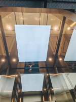 Ascenseur à traction sans engrenages : réduit le bruit, les coûts de maintenance, fonctionnement fluide. Design moderne et élégant en titane et acier inoxydable