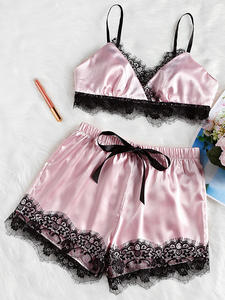 Set pakaian dalam wanita, setelan Lingerie seksi wanita, Bra renda Satin dan celana dalam, Set 2 potong, pakaian tidur noda, wanita - Product Image 5
