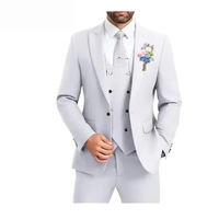 Traje de boda profesional para hombre al por mayor, conjunto formal de negocios de 3 piezas con cierre de cremallera en el pantalón - Conjunto de traje estilo asiático