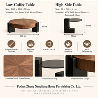 Ensemble de tables basses rondes, design moderne du milieu du siècle, avec tiroirs de rangement, meubles de salon, fabrication OEM ODM, vente en gros directe d'usine