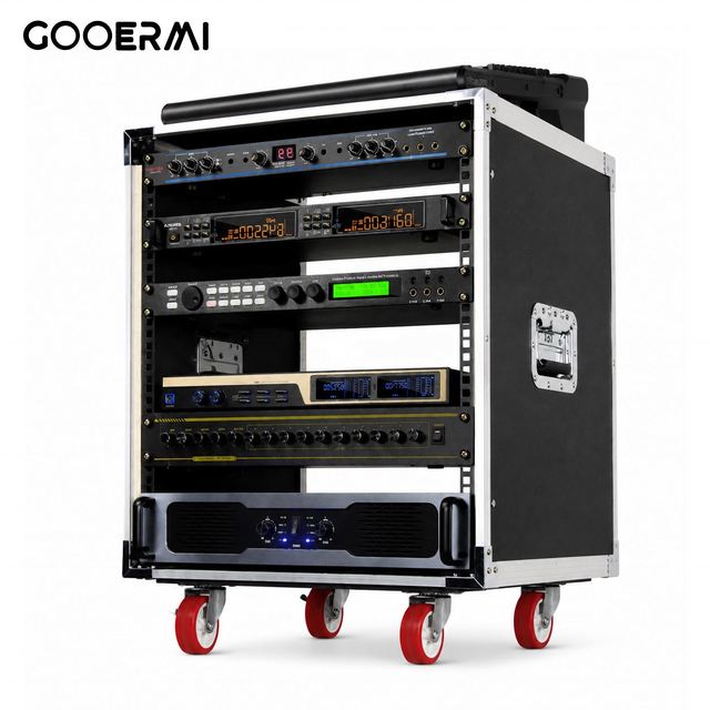 10 12 16U Power Amplifier Rack Cabinet Aluminum Frame DJ Mixer Soundboard Box with Wheels for KTV Studio Stage