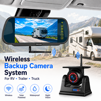 Sistema de Cámara de Reversa Inalámbrica AHD para RV, Camión, Remolque, Monitor IPS de 7 Pulgadas, IP68 Impermeable, 1080P, Batería Solar Magnética