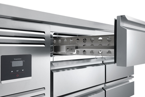 Frigorifero Banco da Lavoro Regolabile in Acciaio Inox con <span class=keywords><strong>6</strong></span>/9 <span class=keywords><strong>Cassetti</strong></span> <span class=keywords><strong>Congelatore</strong></span> Sottobanco da Cucina ad Aria Diretta per Vetrina da Bar - Product Image 2