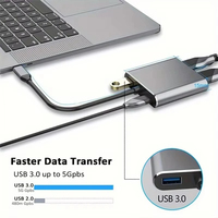 USB C Hub Multiport 4-in-1, stasiun Dok adaptor PVC cepat 100W PD pengisian daya kompatibel Pro/Air Laptop 4K HDTV Monitor VGA