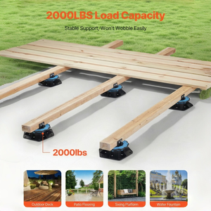 Support de terrasse réglable amélioré, base de support de terrasse avec anneau de <span class=keywords><strong>fixation</strong></span>, support de poutre de plancher noir - Product Image 1