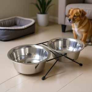 Juego de Platos y Comederos para Mascotas de Acero Inoxidable, 2 x 0.75 L, 17 cm - Product Image 3