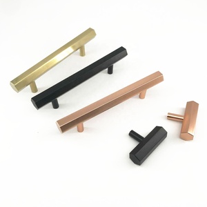 Kolu ve topuzu MLP34 T Bar mobilya donanım gül altın ve siyah altıgen çekme kolu - Product Image 1