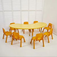 Tables et chaises pour la maternelle : Tables lune réglables multi-personnes pour la petite enfance